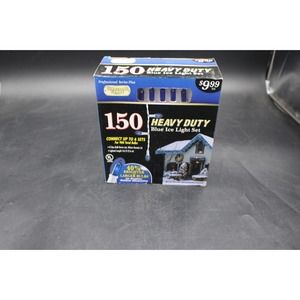 Blue Ice Outdoor Christmas Holiday Light Set 1 Boxes 8.6 Feet long 150 Lights
